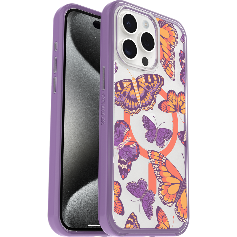 product image 1 - iPhone 15 Pro Max Funda Symmetry Series Clear para MagSafe Fluttering Flora