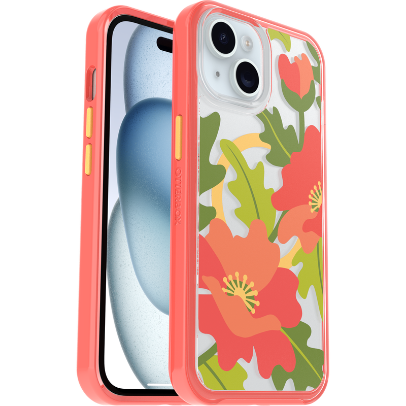 product image 1 - iPhone 16e y iPhone 15/14/13 Funda Symmetry Series Clear para MagSafe Fluttering Flora