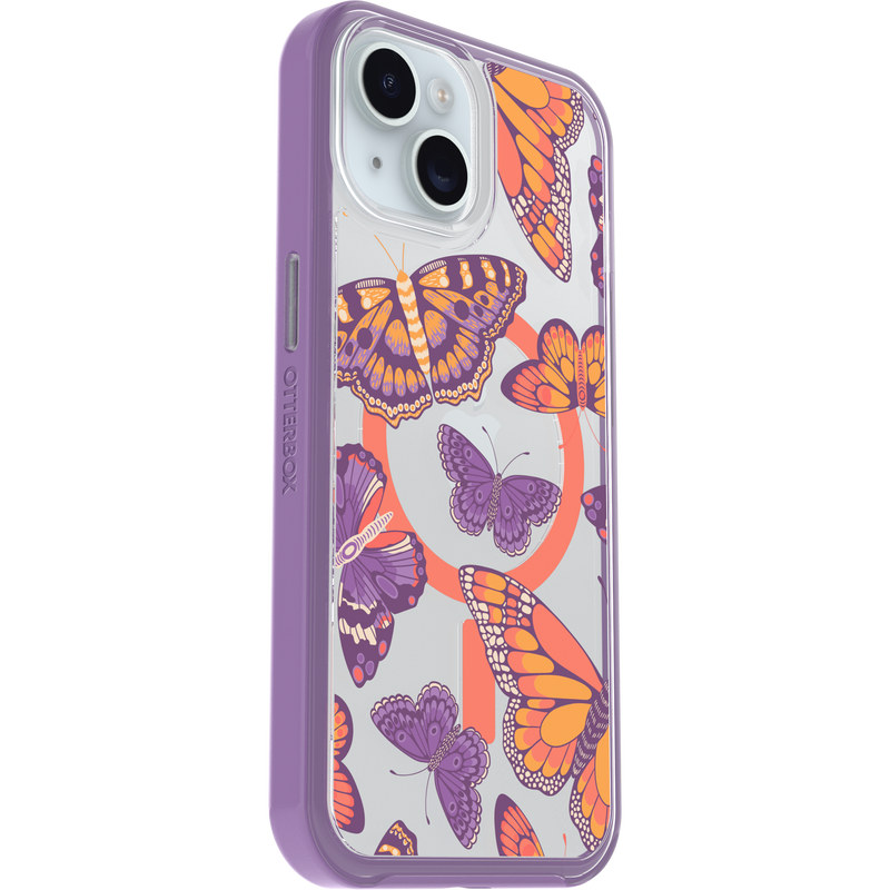product image 3 - iPhone 13, iPhone 14 y iPhone 15 Funda Symmetry Series Clear para MagSafe Fluttering Flora