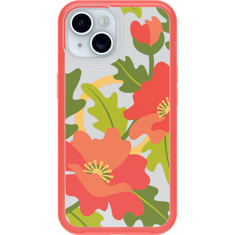 product image 2 - iPhone 16e y iPhone 15/14/13 Funda Symmetry Series Clear para MagSafe Fluttering Flora