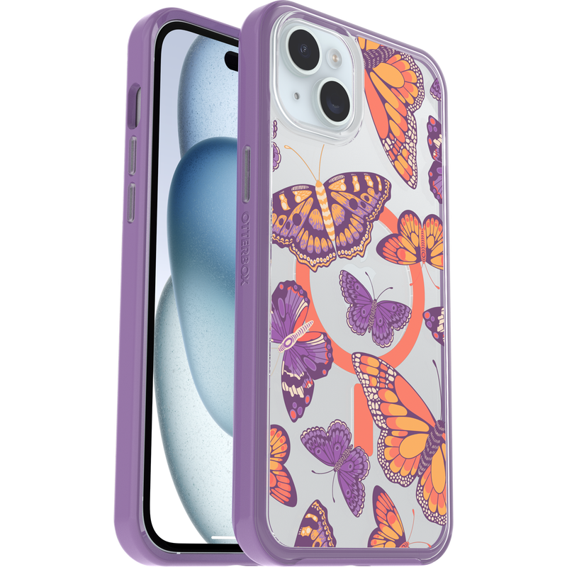 product image 1 - iPhone 14 Plus y iPhone 15 Plus Funda Symmetry Series Clear para MagSafe Fluttering Flora