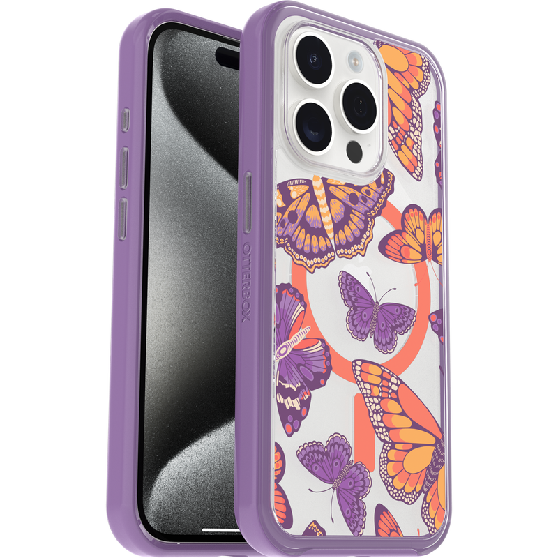 product image 1 - iPhone 15 Pro Funda Symmetry Series Clear para MagSafe Fluttering Flora