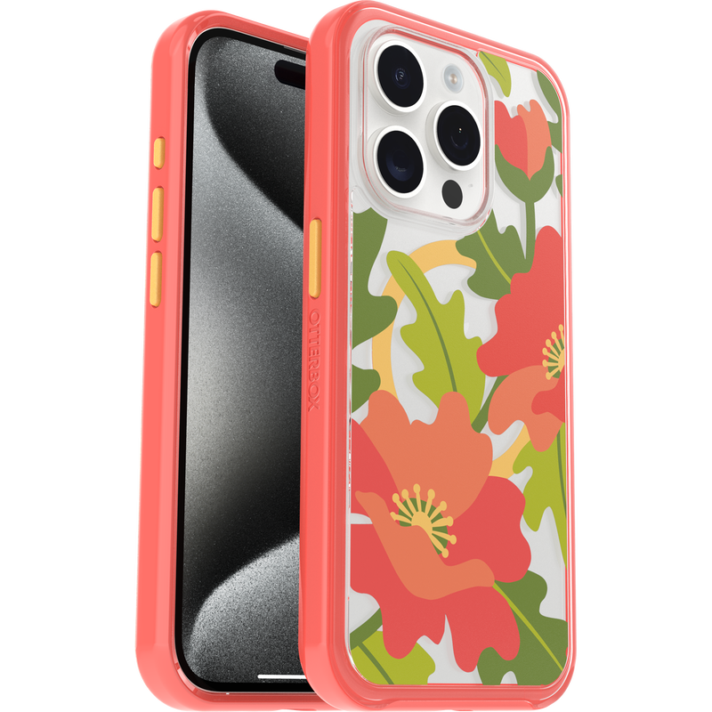 product image 1 - iPhone 15 Pro Funda Symmetry Series Clear para MagSafe Fluttering Flora