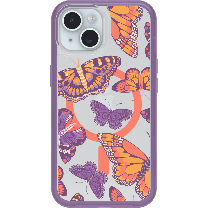 product image 2 - iPhone 13, iPhone 14 y iPhone 15 Funda Symmetry Series Clear para MagSafe Fluttering Flora
