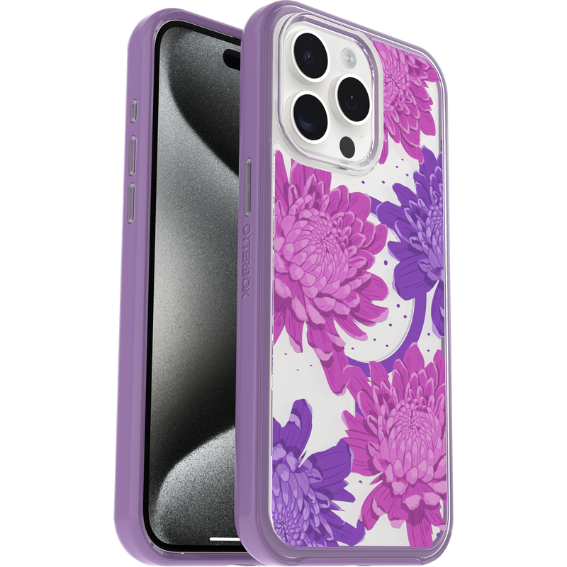 product image 1 - iPhone 15 Pro Max Funda Symmetry Series Clear para MagSafe Fluttering Flora